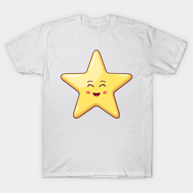 Cartoon Kawaii Golden Star with Smiling Eyes T-Shirt by DmitryMayer